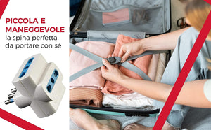 Spina Tripla 10A Adattatore Prese Bivalenti 10 16A Colore Bianco 1500W