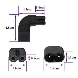 Adattatore di Alimentazione Angolare IEC320 Presa C7 Maschio C8