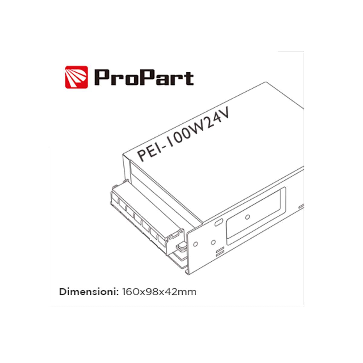disegno tecnico Alimentatore 24V 72W 3A Led Switching Metallico
