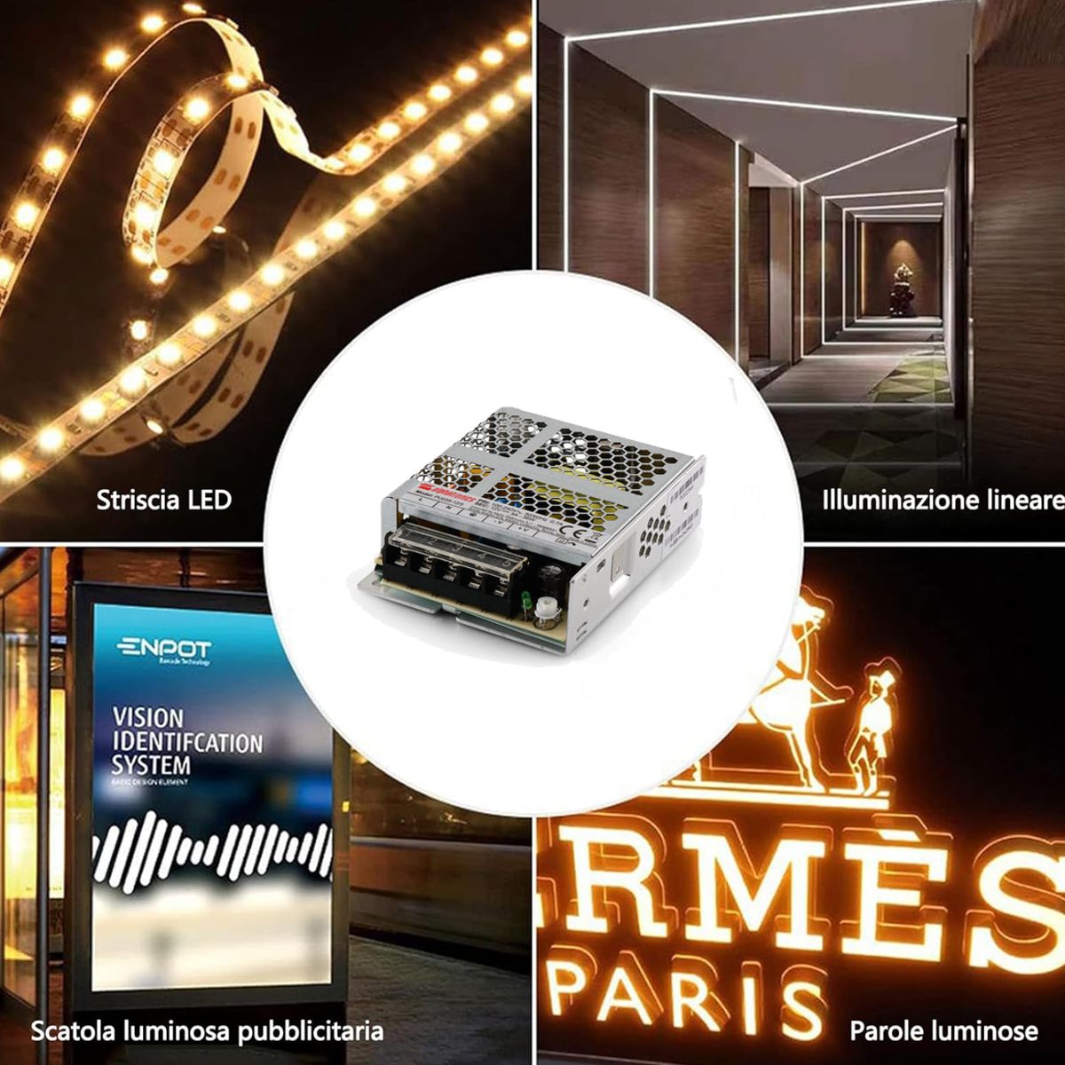 Alimentatore Led 24V 200W 8,3A IP20 Switching Metallico