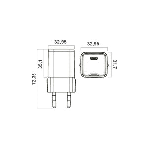 Caricatore USB GaN 30W 1 Porta USB C Bianco