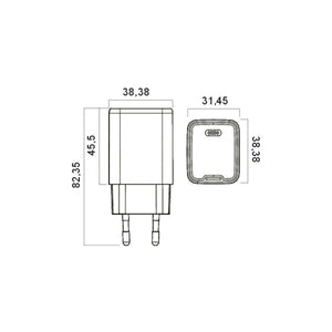 Caricatore USB GaN 45W 1 Porta USB C Bianco