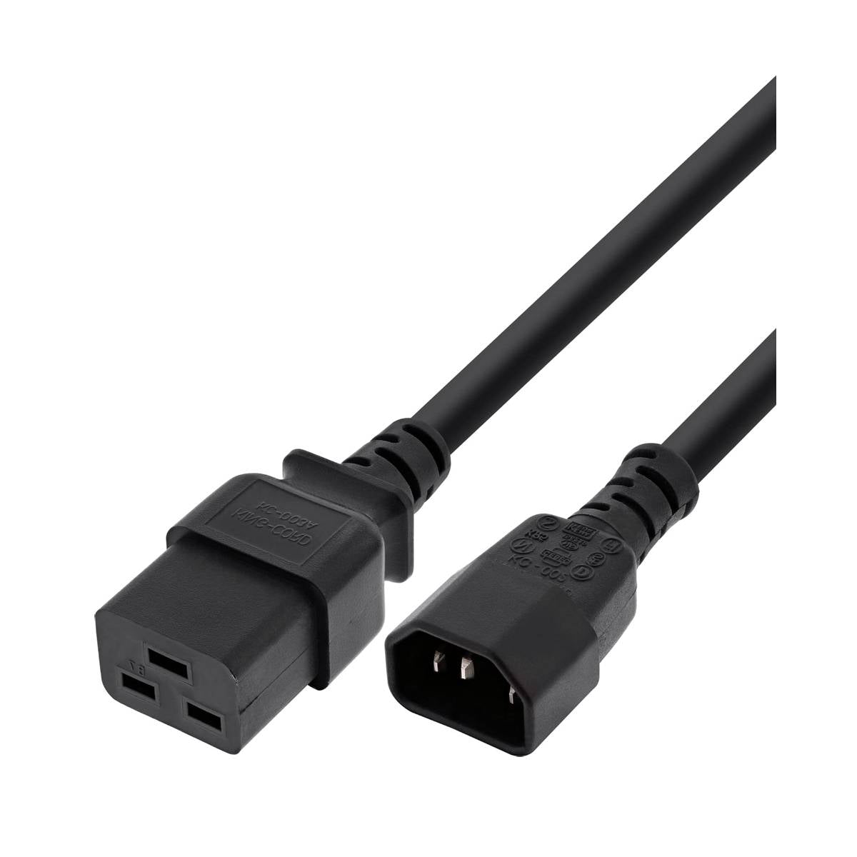 Cavo Alimentazione 16A IEC320 C19 Femmina a IEC320 C14 Maschio 2m Nero