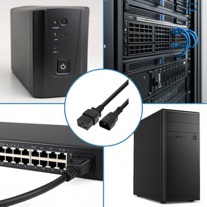 Cavo Alimentazione 16A IEC320 C19 Femmina a IEC320 C14 Maschio 2m Nero