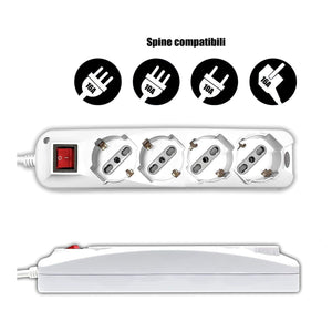 Ciabatta Con Interruttore 5 Posti Trivalenti Spina 16A Cavo 1.5mt