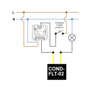 Schema di collegamento del modulo su lampada LED singola per ridurre il picco di corrente iniziale all’accensione