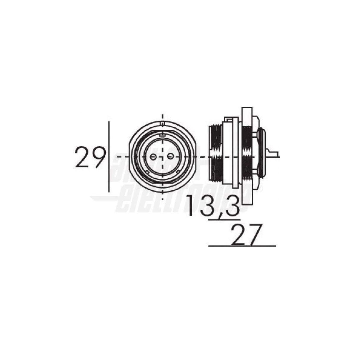 Connettore 3 Poli Volante IP68 Angolare 90° Impermeabile 30A 500V SP21