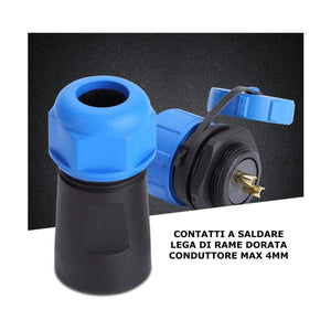 Connettore Elettrico Stagno 2 Poli IP68 30A 500V Coppia Maschio Femmina Volante