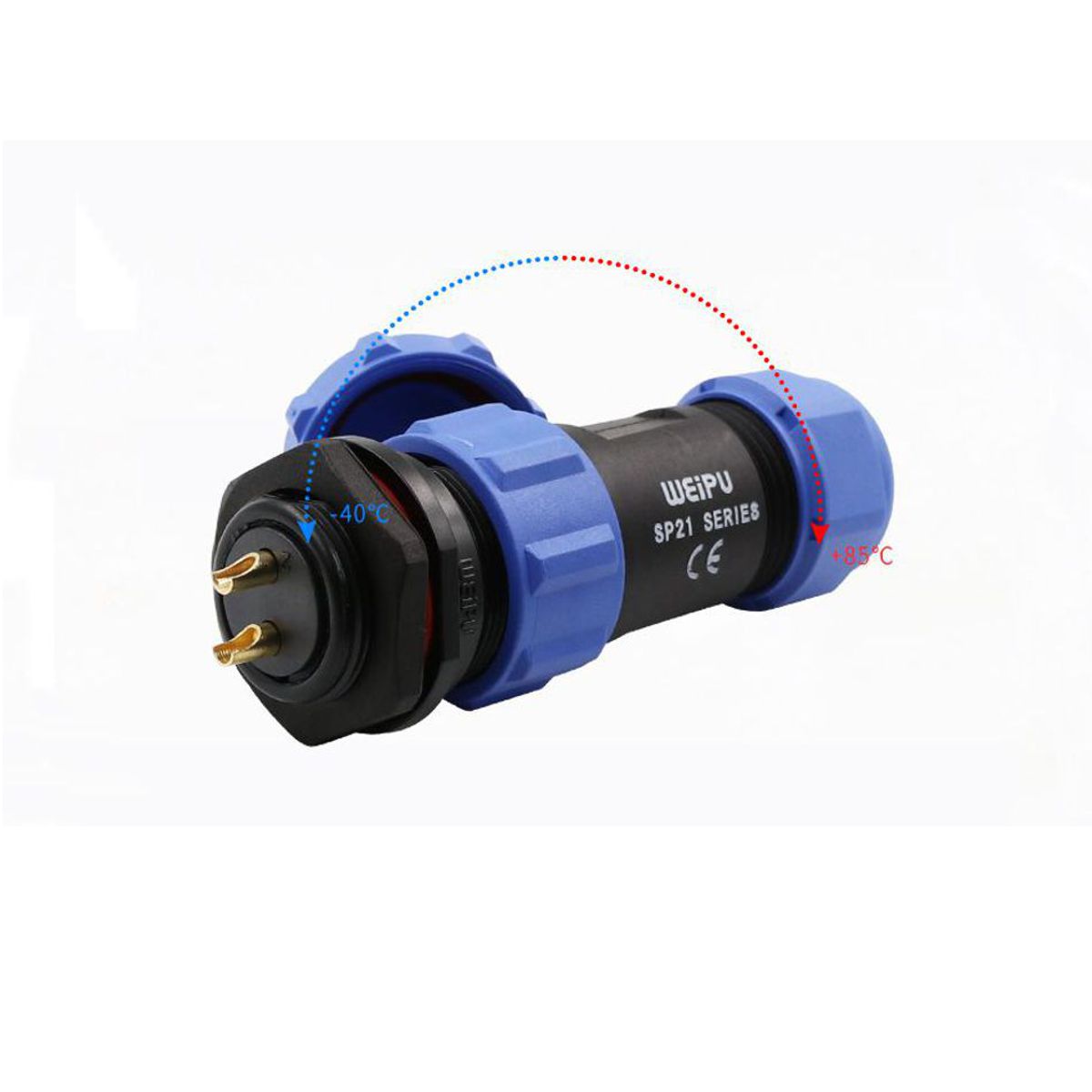 Connettore Elettrico Stagno 2 Poli IP68 30A 500V Coppia Maschio Femmina Pannello