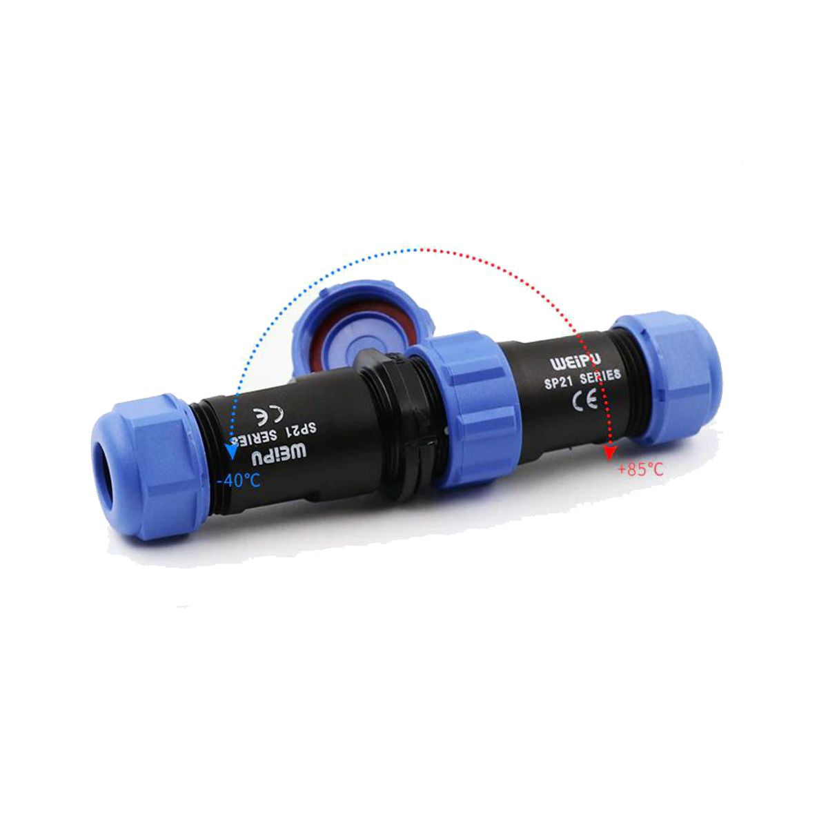 Connettore Elettrico Stagno 2 Poli IP68 30A 500V Coppia Maschio Femmina Volante