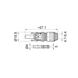 Connettore Fotovoltaico 56A 1500V MC4-Evo2 Femmina Cavo 4-6mm Crimpare