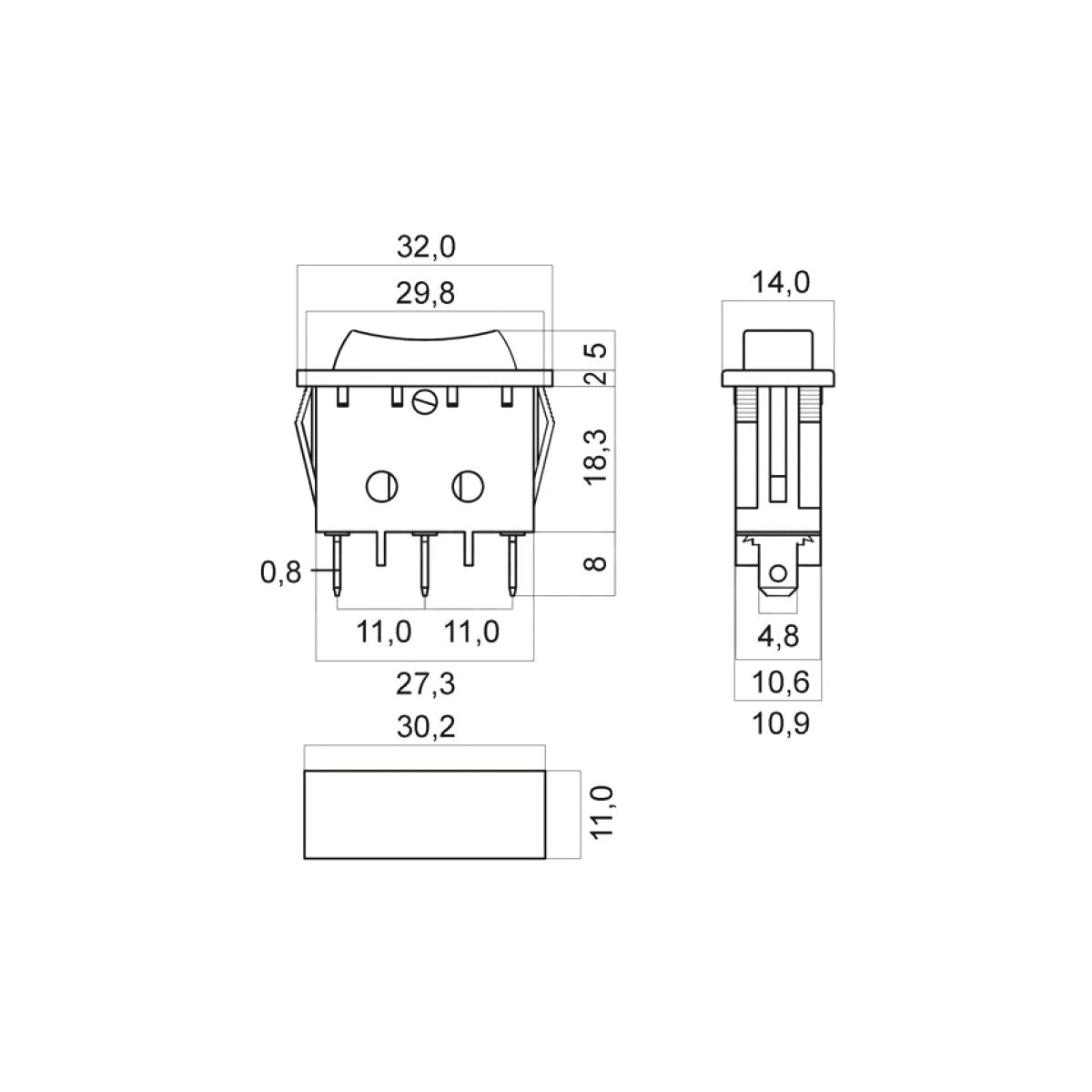 Deviatore Bilanciere 1 Polo Incasso SPCO (ON)/OFF(ON) 15A Faston