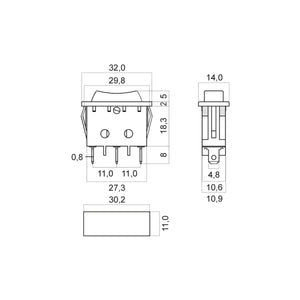 Deviatore Bilanciere 1 Polo Incasso SPCO (ON)/OFF(ON) 15A Faston