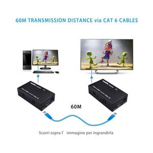 Extender HDMI Ethernet 1080P 60hz 60mt POE Loop-Out