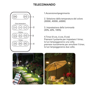 Faretti Solare da Giardino Picchetto 200 Lumen CCT 3white IP65