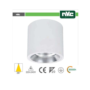 Faretto Led da Soffitto 15W Cilindrico 36° 3000K Bianco