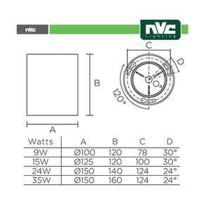 Faretto Led da Soffitto 15W Cilindrico 36° 3000K Bianco