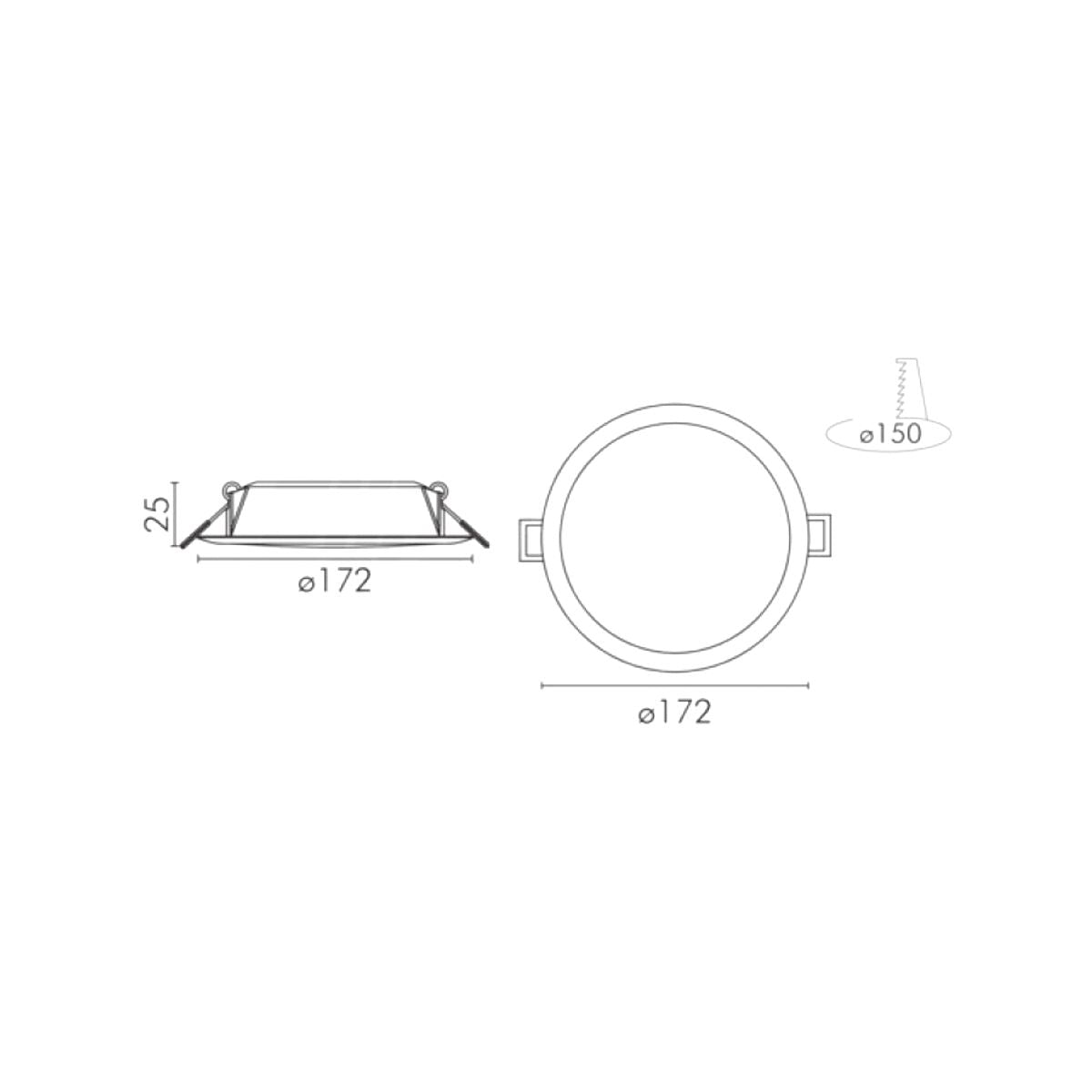 Faretto a Led Incasso 15W Soffitto Cartongesso Diametro 17.2 cm Foro 15cm