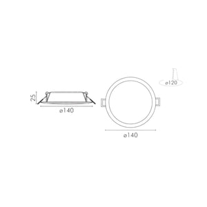 Faretto a Led Incasso 9W Soffitto Cartongesso Diametro 14 cm