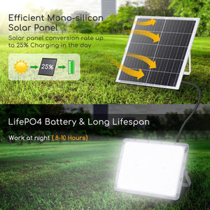 Faro Led Pannello Solare 100W da Esterno Crepuscolare 4000K