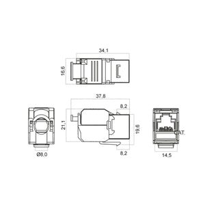 Keystone RJ45 Cat.6 Frutto UTP Crimpaggio Senza Attrezzi Colore Bianco