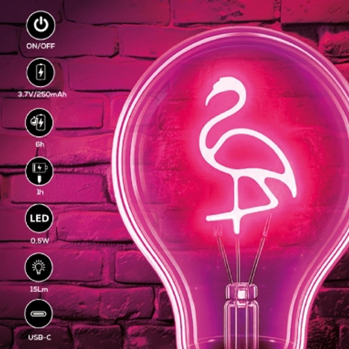 Lampada Decorativa Fenicottero GLOW ME LED Ricaricabile USB-C da Tavolo