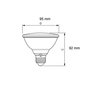 misurwe diametro 95mm altezza 92mm Lampada PAR30 100W E27 Dimmerabile Alogena 30° 230V