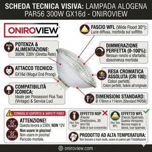 infogafica Lampada Ricambio per Flos Toio PAR56 GX16d 300W 230V
