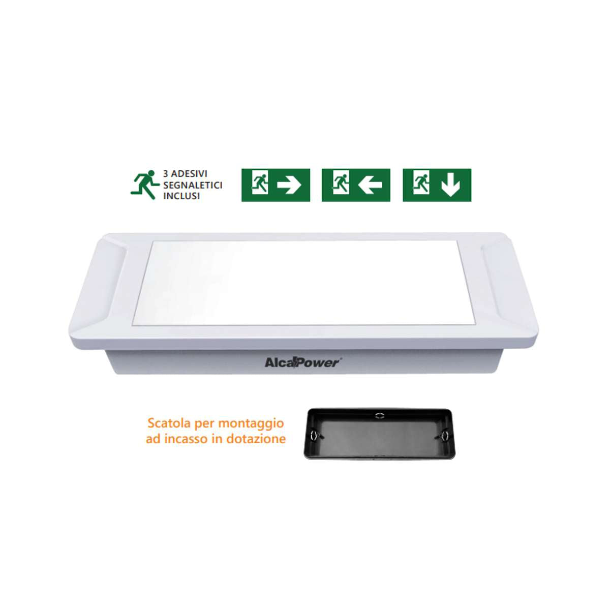 Lampe de secours LED encastrée au mur, autonomie de 8 heures, 100 lumens