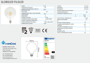 Lampade a Filamento Led E27 2W per Flos TARAXACUM Globo Trasparente 2700K