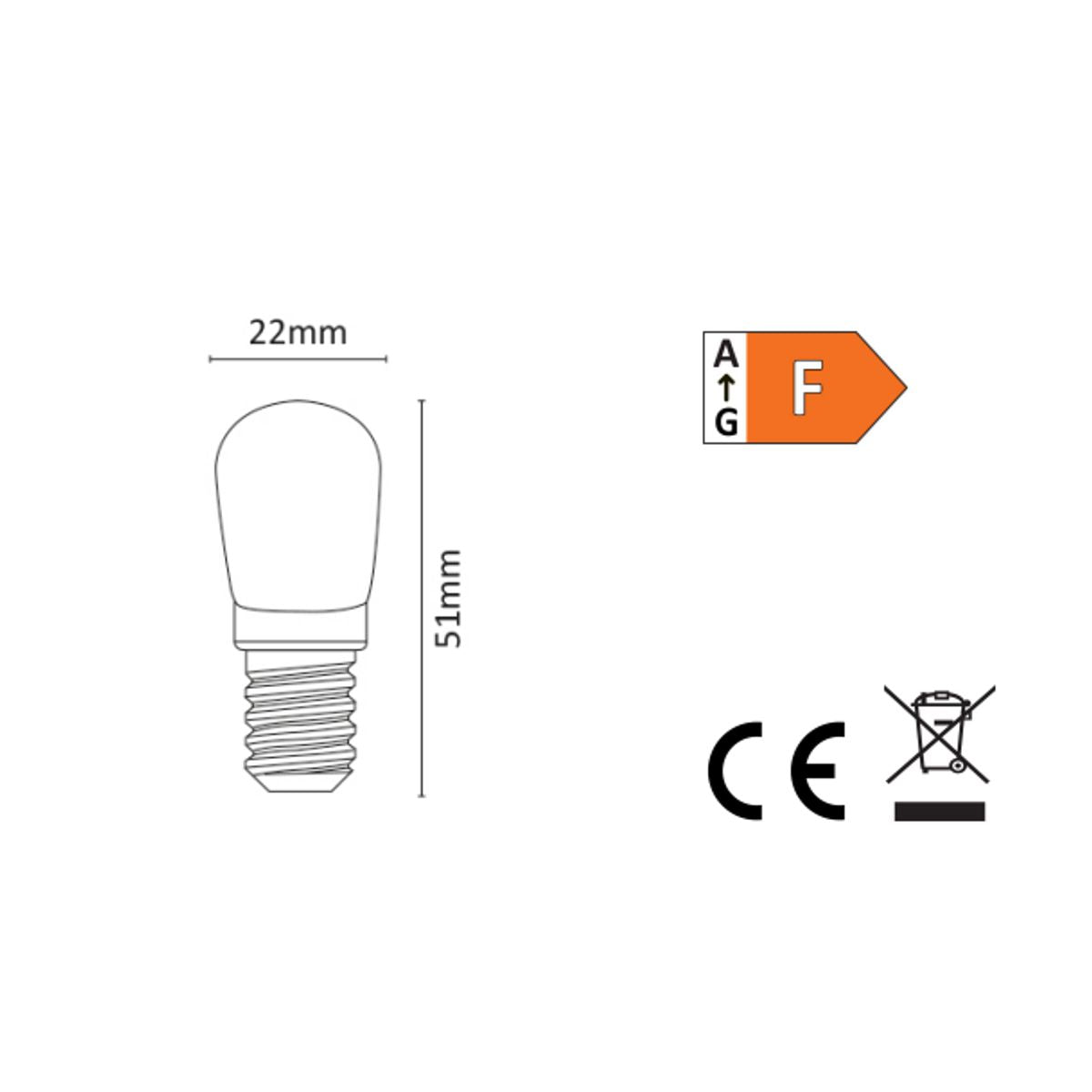 Lampadina Led E14 2W Bianco Latte Luce Calda 3000K