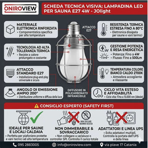 Lampadina Led per Sauna E27 4W 500 Lumen Luce Calda