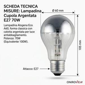 Dettaglio finitura silver top della lampadina SPL Lighting ideale per lampada Arco Flos.
