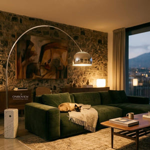 lampada arco della Flos con Cupola argentata