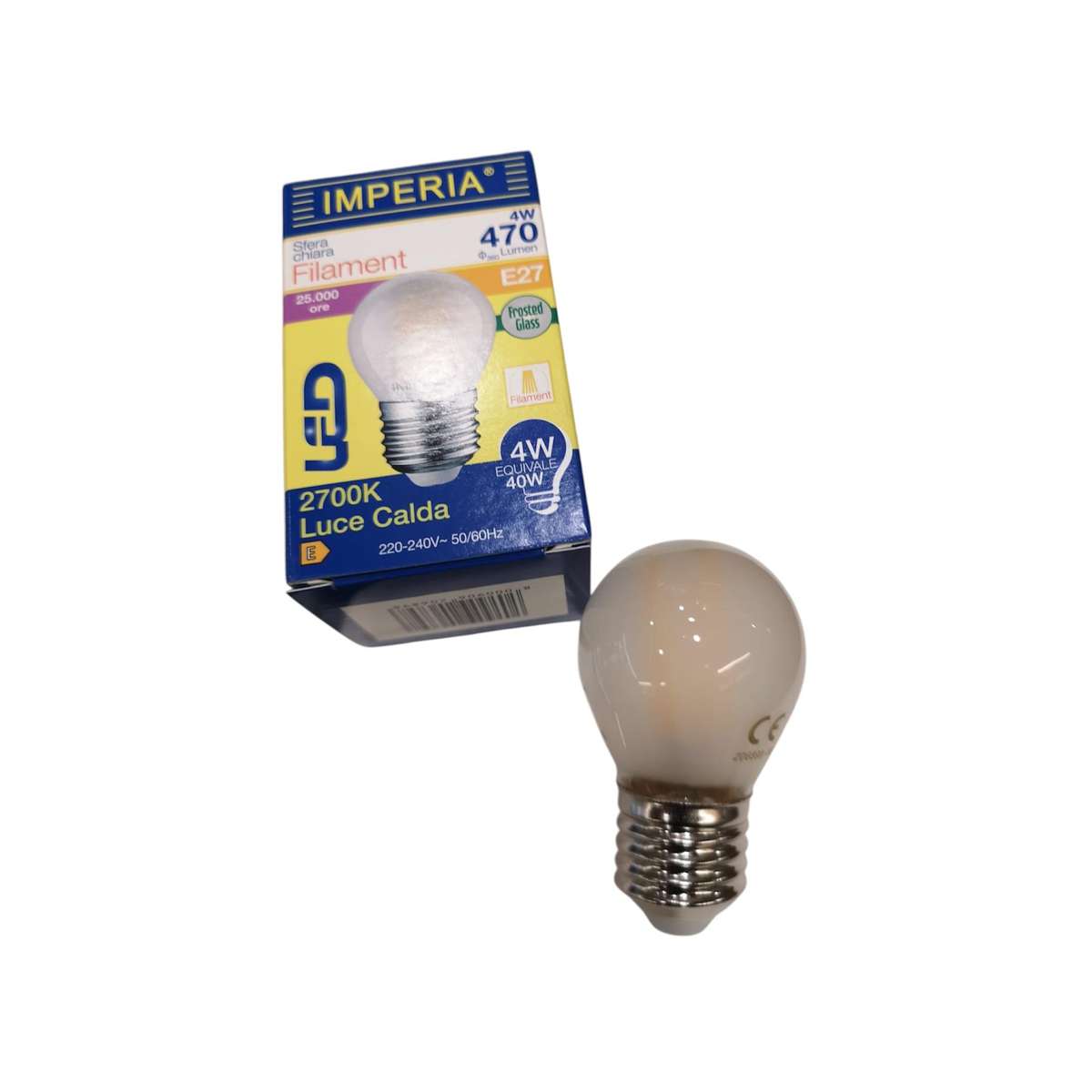 Lampadina a Sfera Led E27 4W Smerigliata Luce Calda 2700K