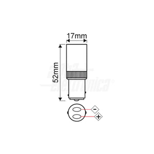Lampdadina Led BAY15D 3W Nautica Imbarcazioni 24V schema con misure
