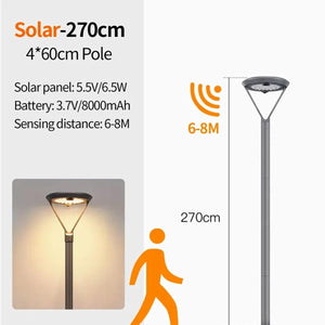 Lampione Led Solare 20W con Sensore PIR 2000 Lumen Giardino Luce Calda