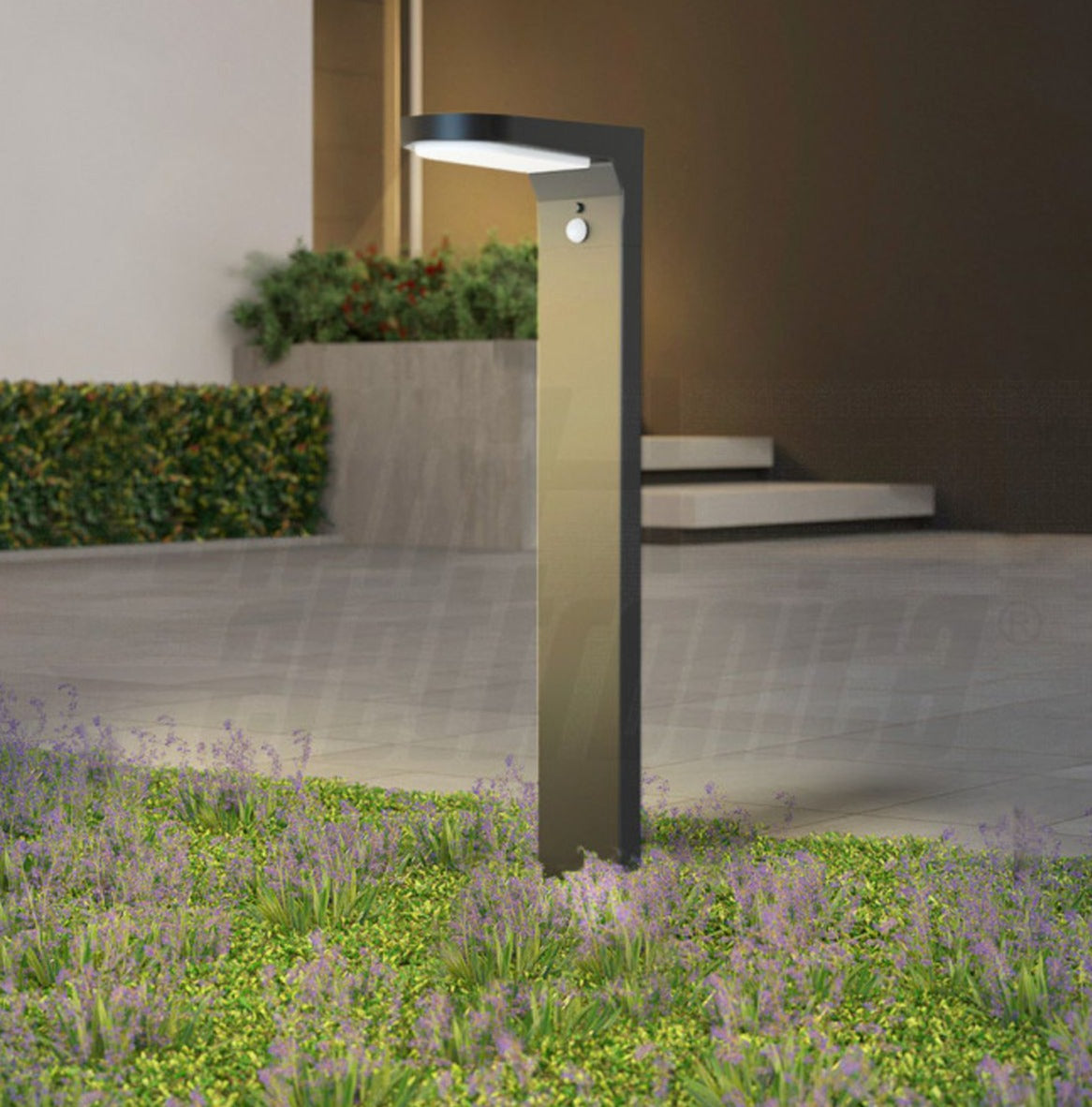 Lampione Solare da Giardino 10W Sensore Pir 4000K, Colore Nero