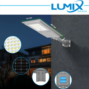 Lampione Stradale Solare Led 100W Sensore Crepuscolare e Movimento