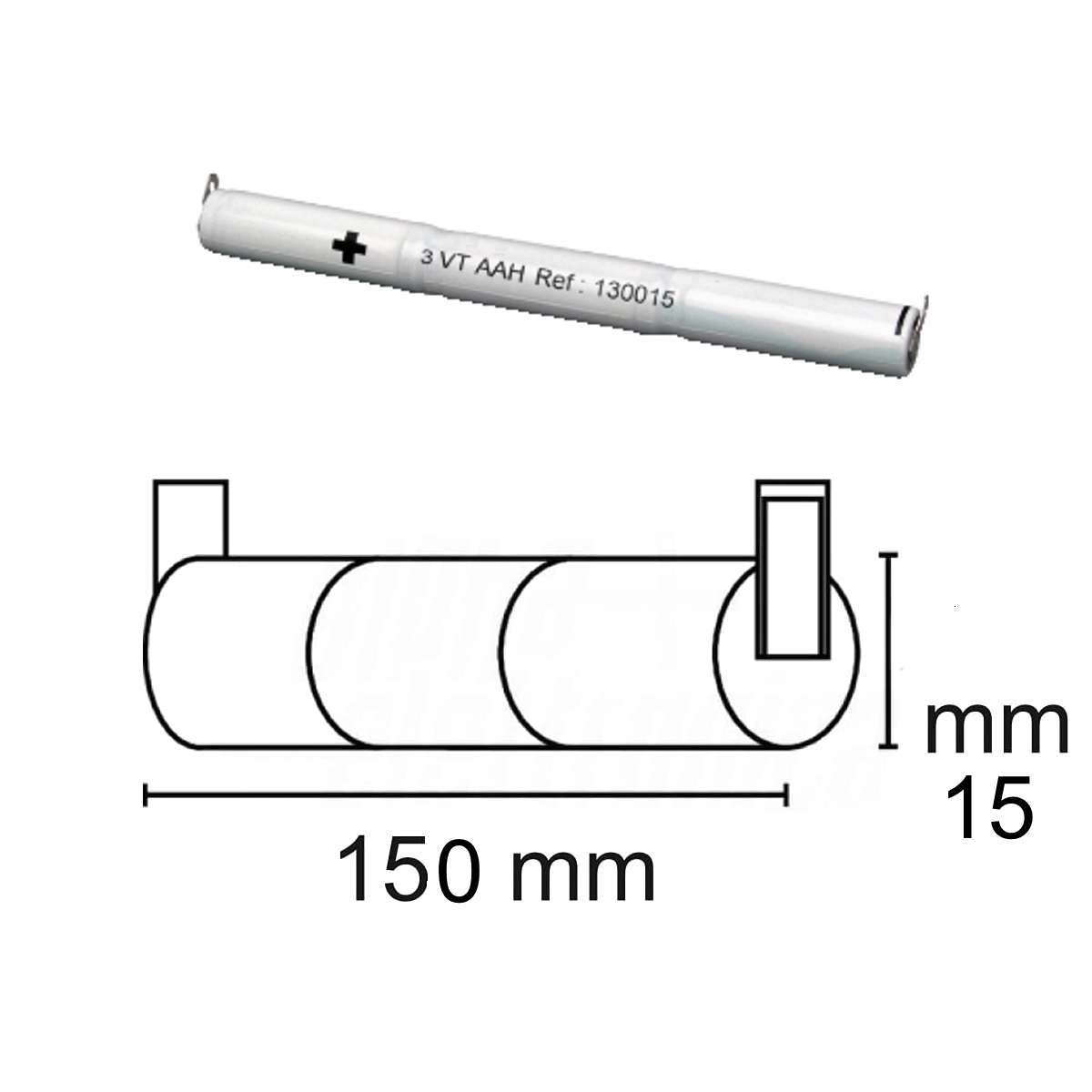 Batteria di ricambio per lampade d'emergenza Beghelli 3,6V 1800mA, tubolare, nicd 3aa