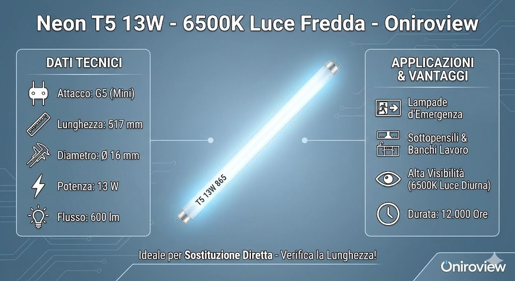 infografica tubo t5 neon 13W
