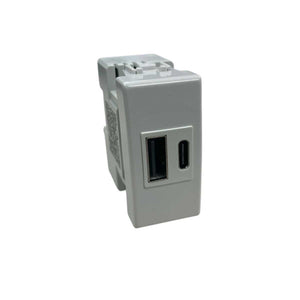 Presa USB Compatibile Bticino Luna 20W 3A USB-A + USB-C Bianco
