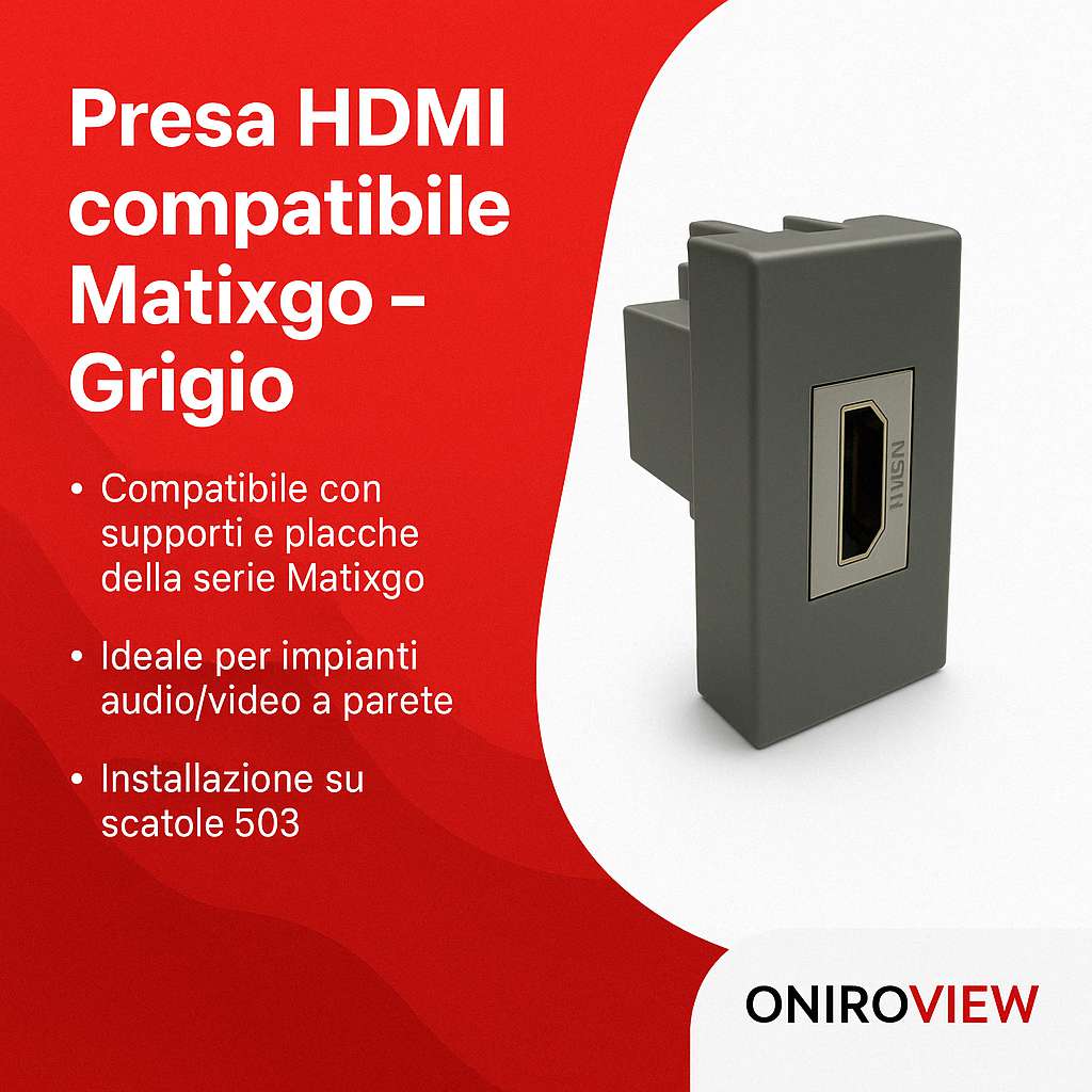 Presa HDMI Matix Go Compatibile JG4284P Grigio
