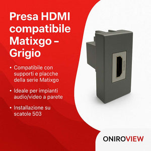 Presa HDMI Matix Go Compatibile JG4284P Grigio