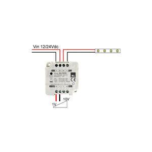Slave dimmer per strisce led monocolore 12/24Vdc - 10A - Comando con ingresso 1-10Vdc