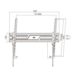 Supporto TV Parete 43 100 Pollici 75 KG Grandi Dimensioni Inclinabile
