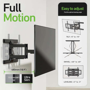 Supporto TV Parete Orientabile 43 - 100 pollici 60Kg