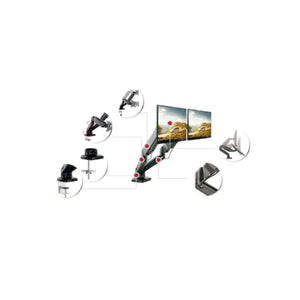 Supporto Doppio Monitor da Tavolo per 2 Monitor 17-32 Pollici Kg 6,5 Pistone Idraulico