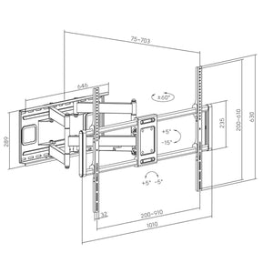 Supporto TV a Parete Orientabile 120 Pollici 120Kg