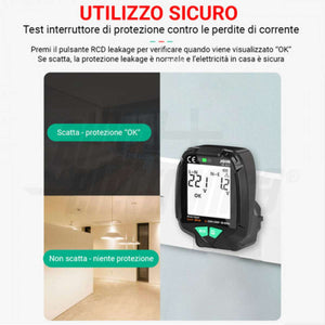 Tester Verifica Messa a Terra RCD Dsipaly LCD